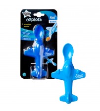 Set lingurite sub forma de avion, Tommee Tippee, baieti, 4luni+, 2 buc, Albastru
